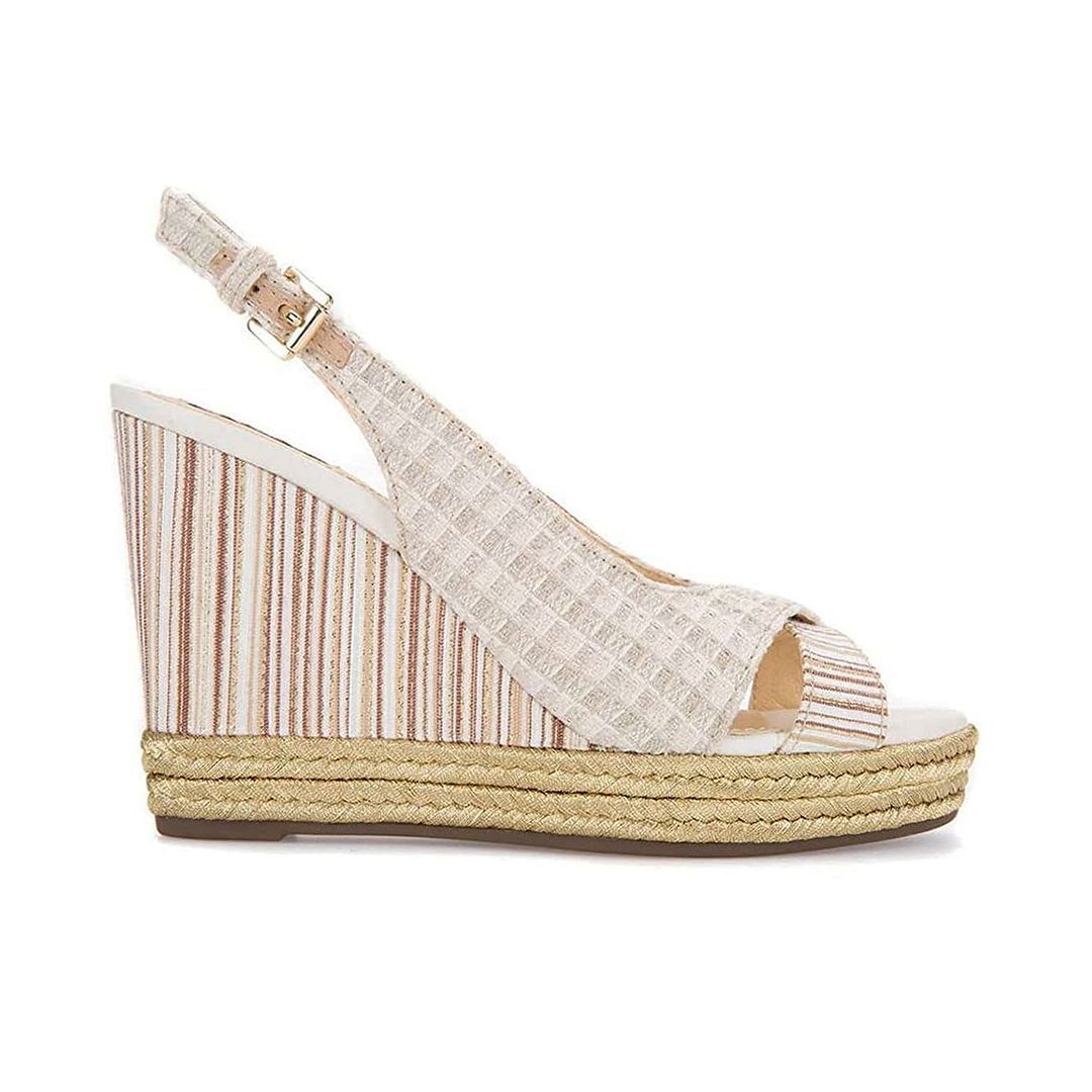 Gewebte Espadrille-Keilsandalette mit Peeptoe