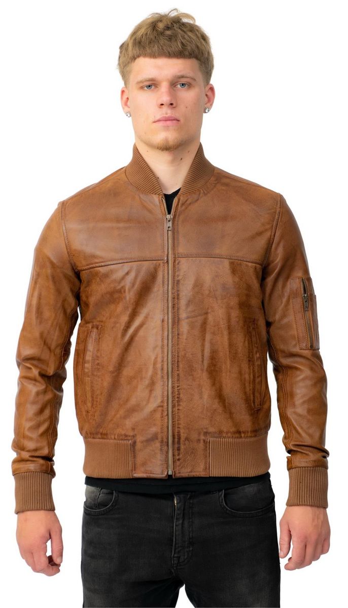 Retro MA-1 Leder-Bomberjacke