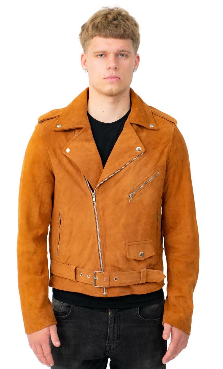 Herren Brando Bikerjacke aus Veloursleder