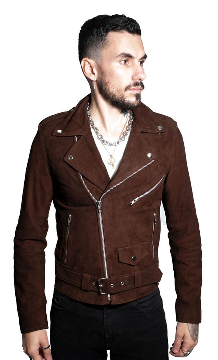 Herren Brando Bikerjacke aus Veloursleder