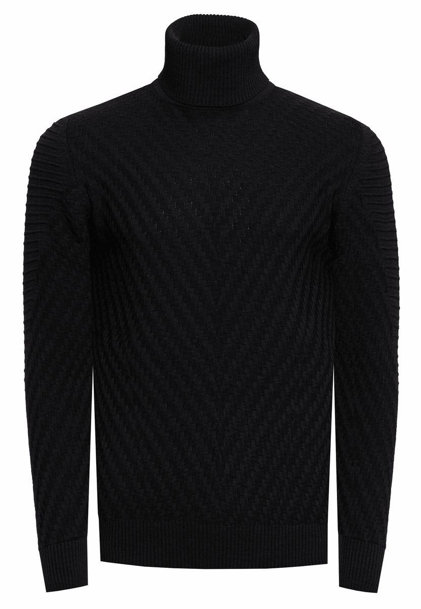 Figurbetonter Rollkragenpullover mit Strukturmuster