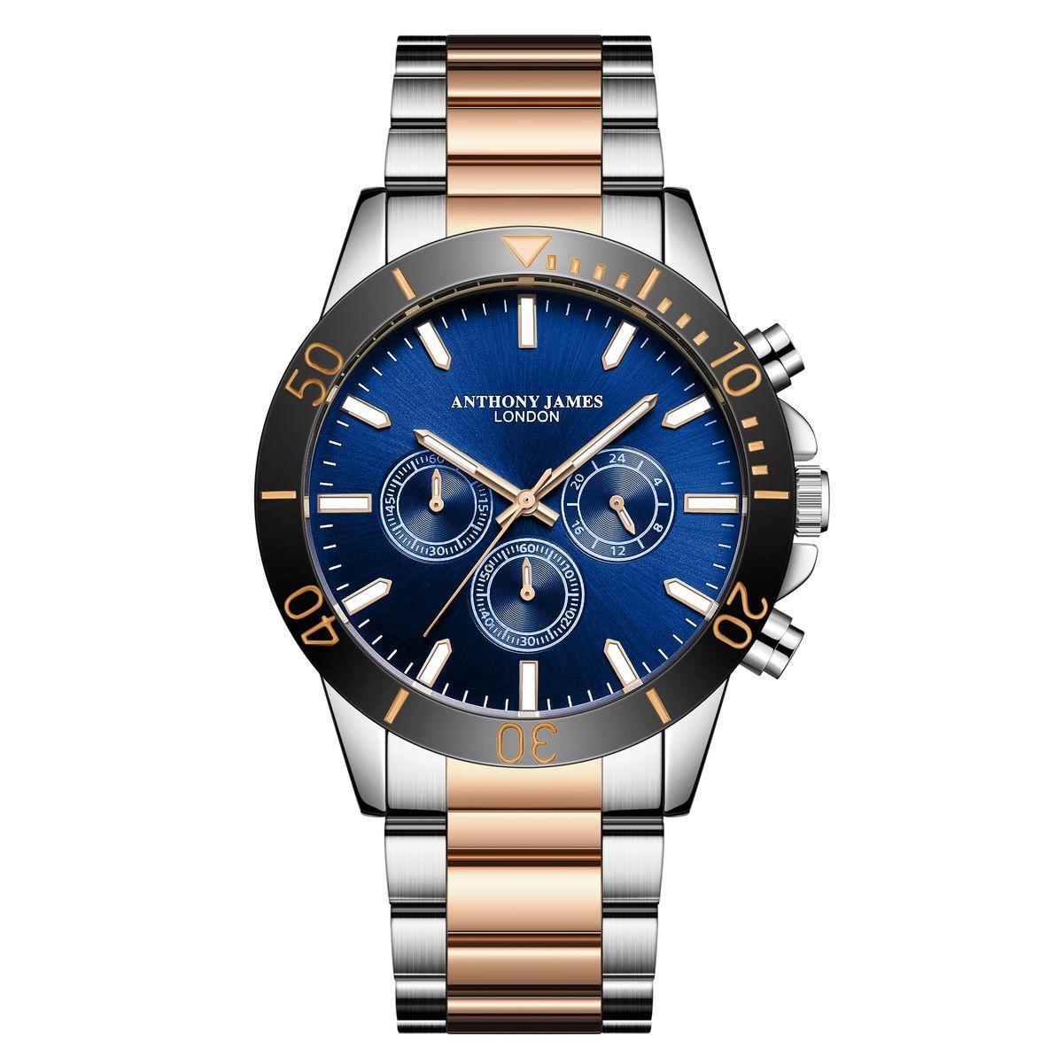 Zweifarbige Edelstahl-Chronographenuhr