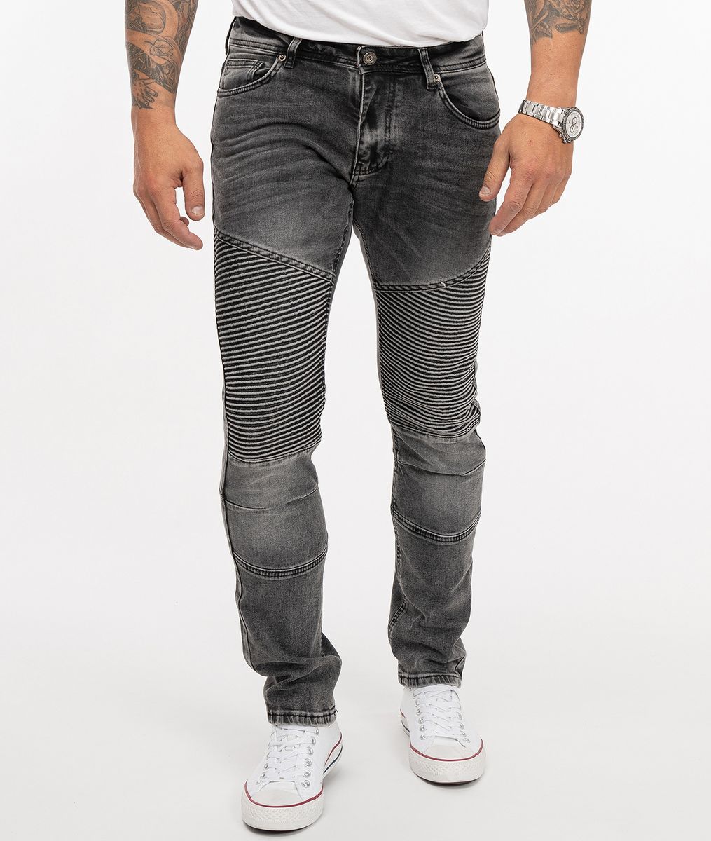 Slim Fit Jeans im Motorradstil