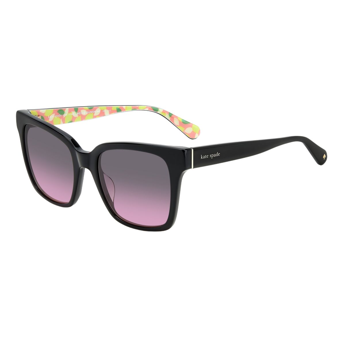 Sonnenbrille mit eckigem Rahmen und gemusterten Bügeln
