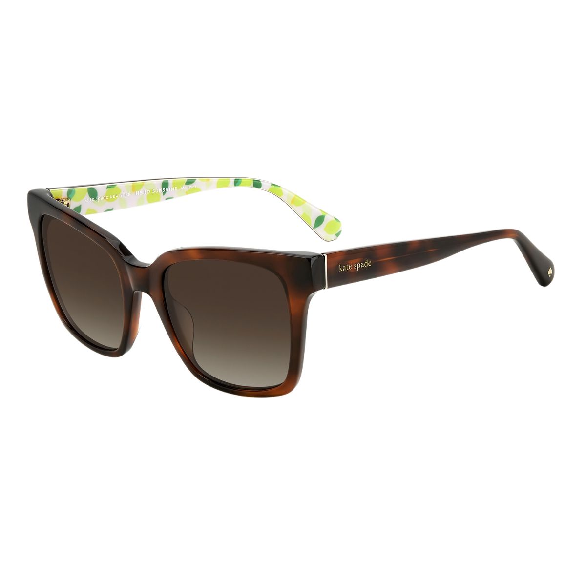 Sonnenbrille mit eckigem Rahmen und gemusterten Bügeln