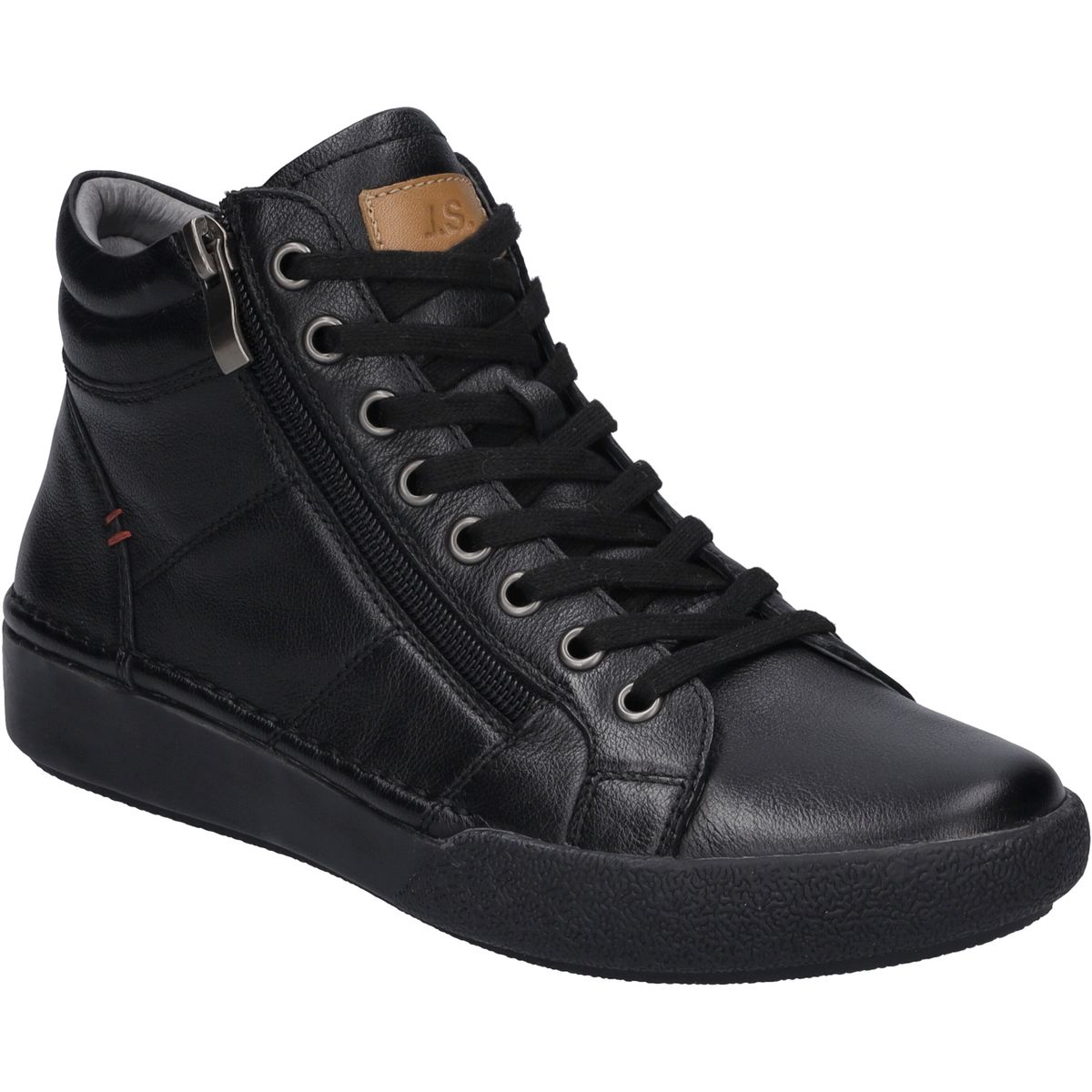 Schwarzer Leder High-Top Sneaker