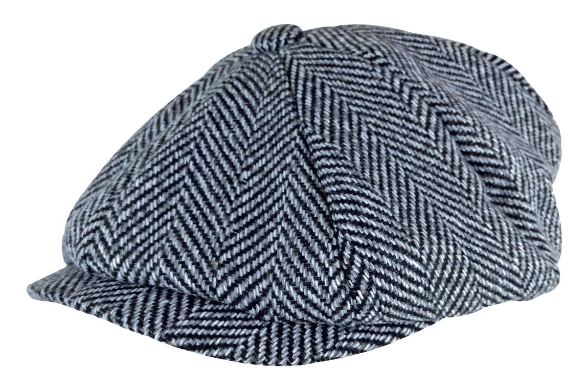 Herringbone-Muster Fleece gefüttert Winter Wolle Newsboy Hut Kappe