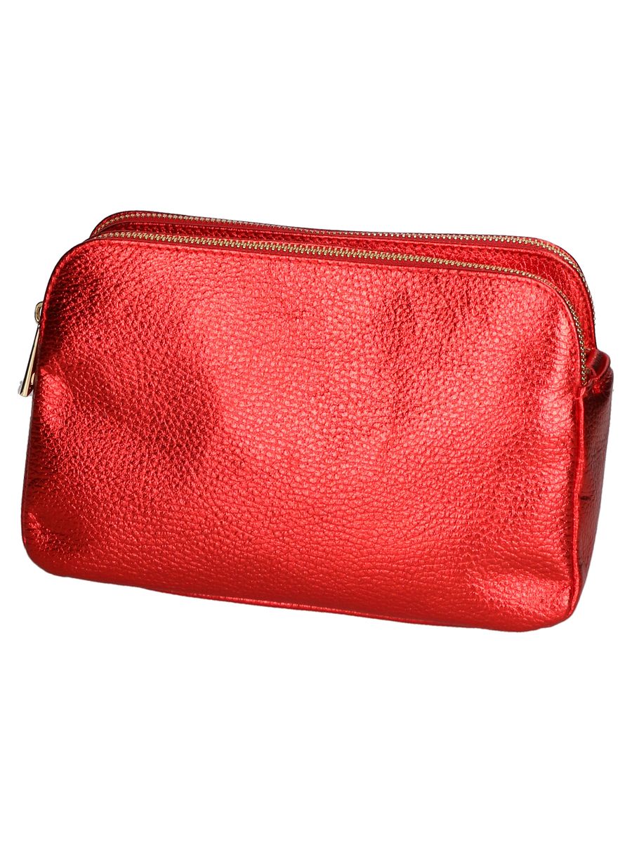 Laminierte Lederclutch mit Doppelreißverschluss