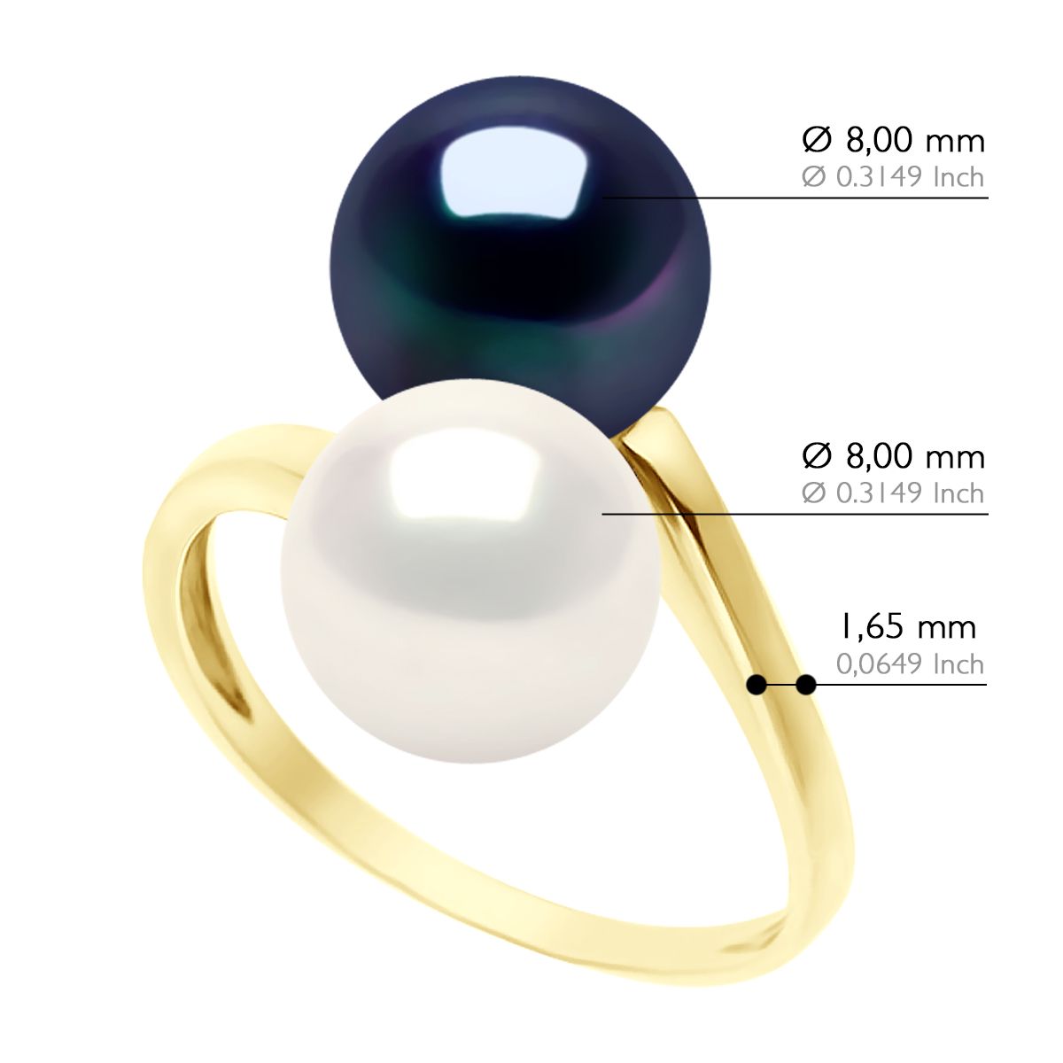Bypass-Ring mit Perlen-Duo