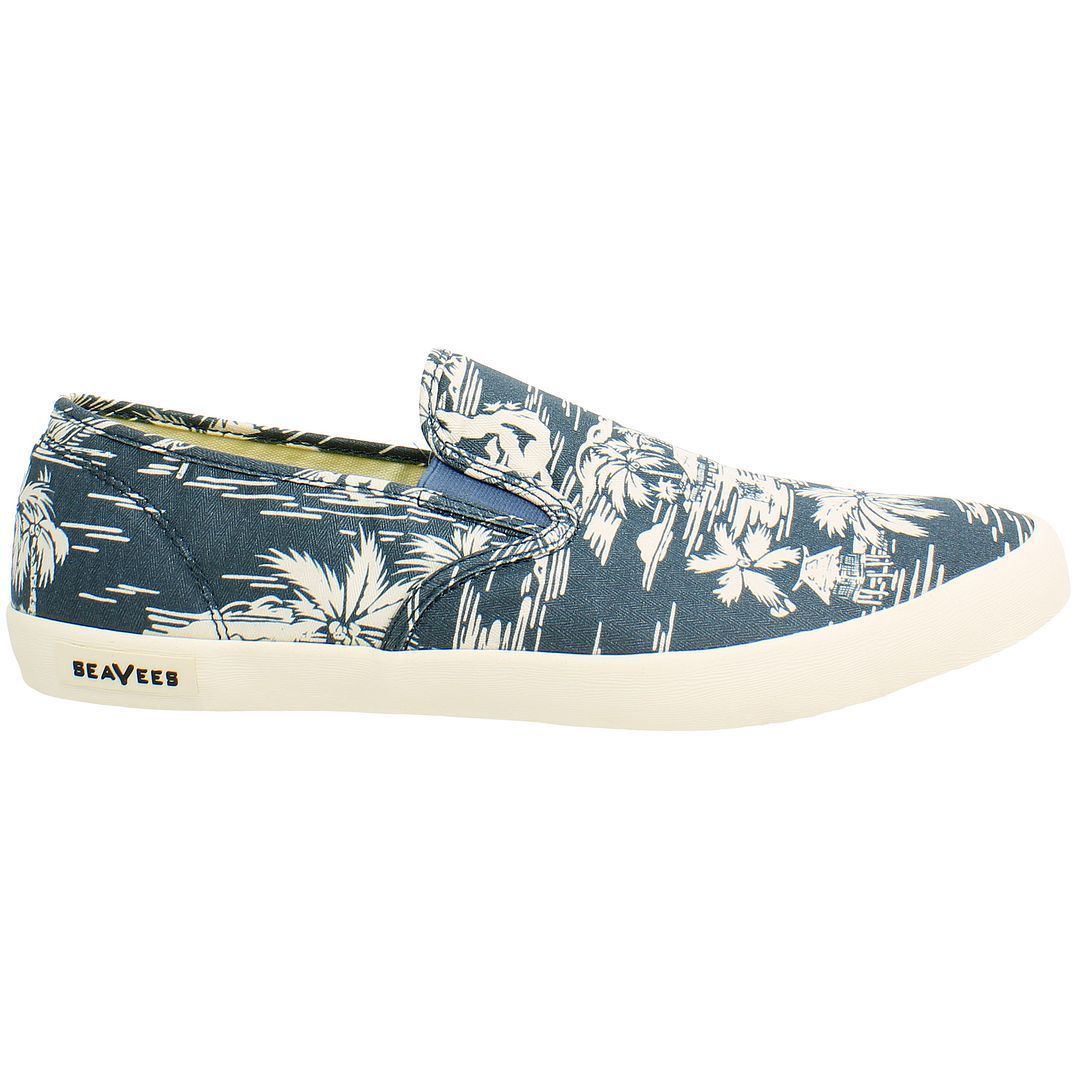 Herren Marineblauer Slip-On Schuh mit Tropenmuster