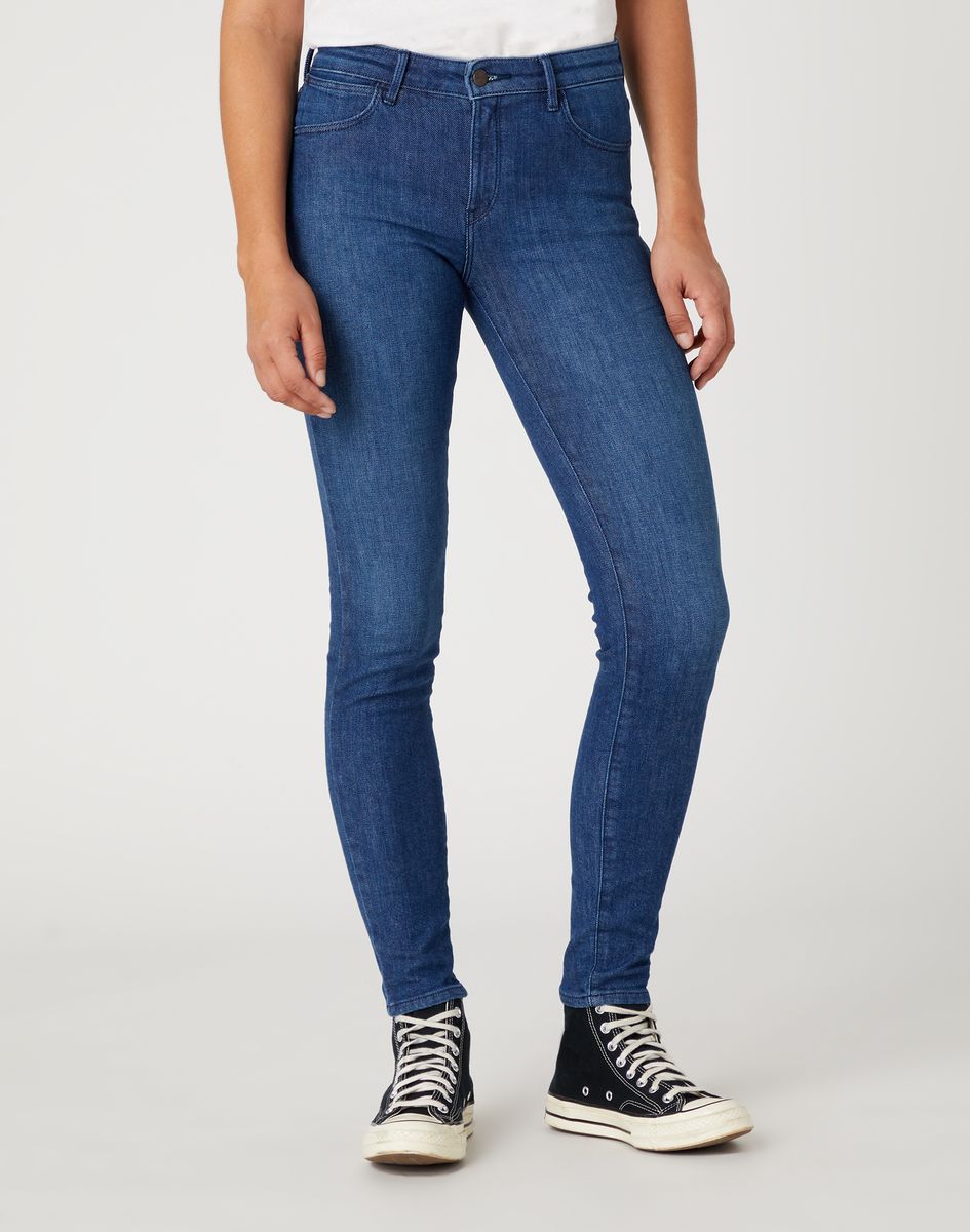 Klassische indigoblaue High-Waist Skinny Jeans