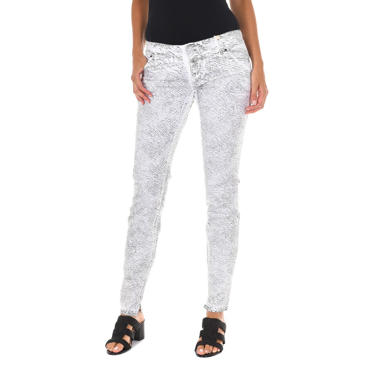 Schmal Geschnittene Jeanshose mit Print