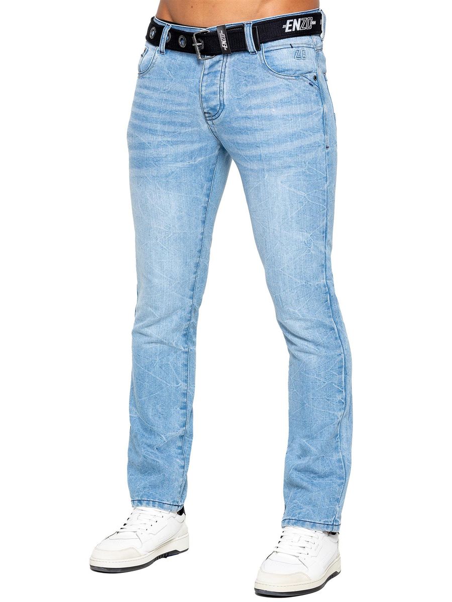 Herren Jeans Straight Fit in hellem Waschblau