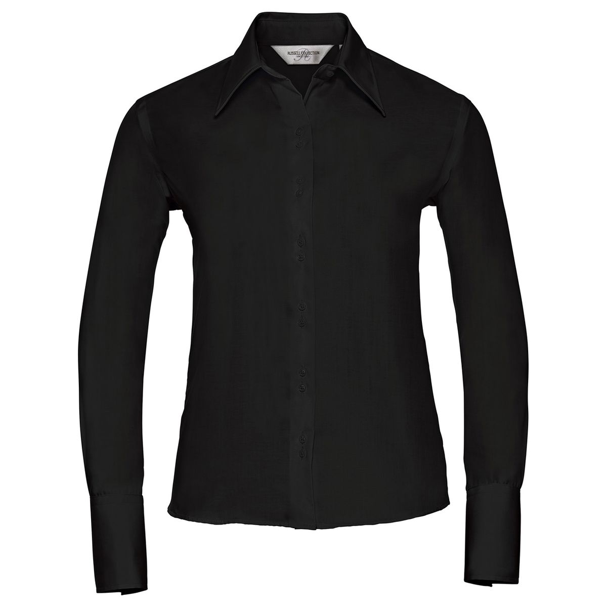 Russell Collection - "Ultimate" Hemd für Damen Langärmlig (Schwarz)