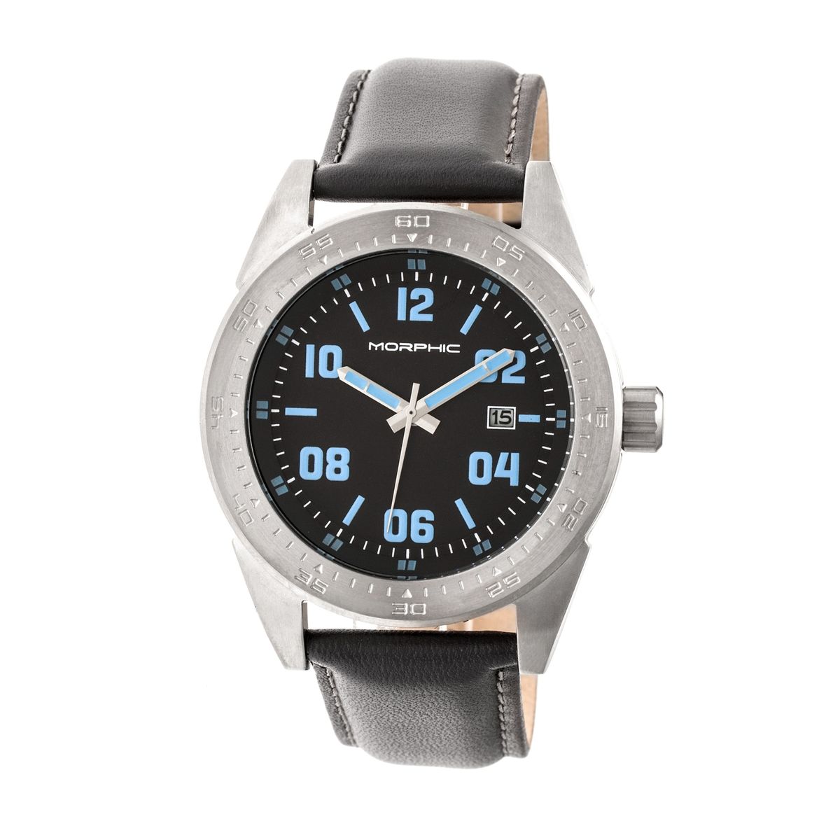 Graue Analoguhr mit Lederarmband