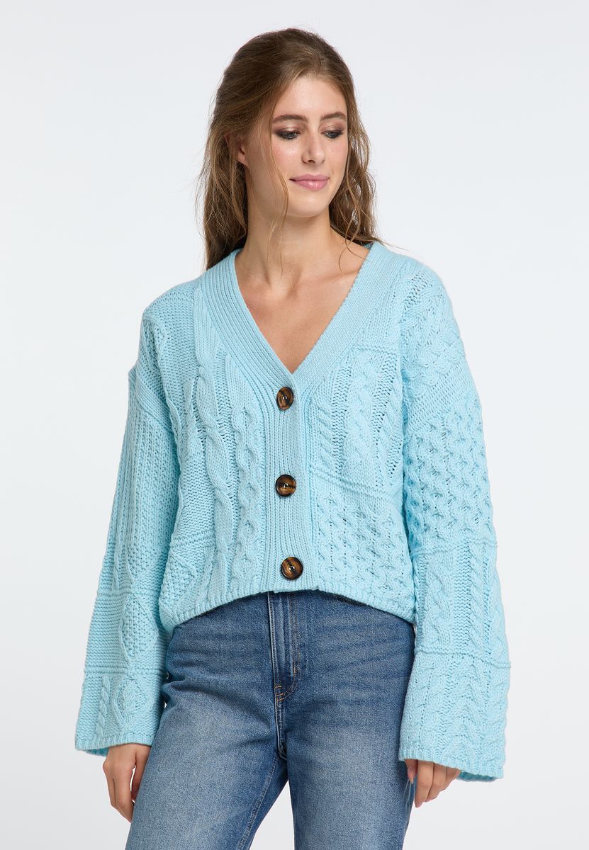 Kurzer Cardigan mit Zopfmuster