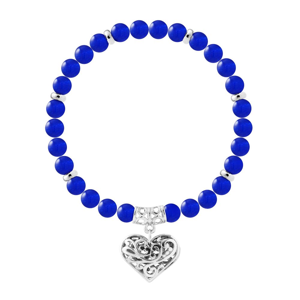 Blau Chalcedon Herz Charm Armband
