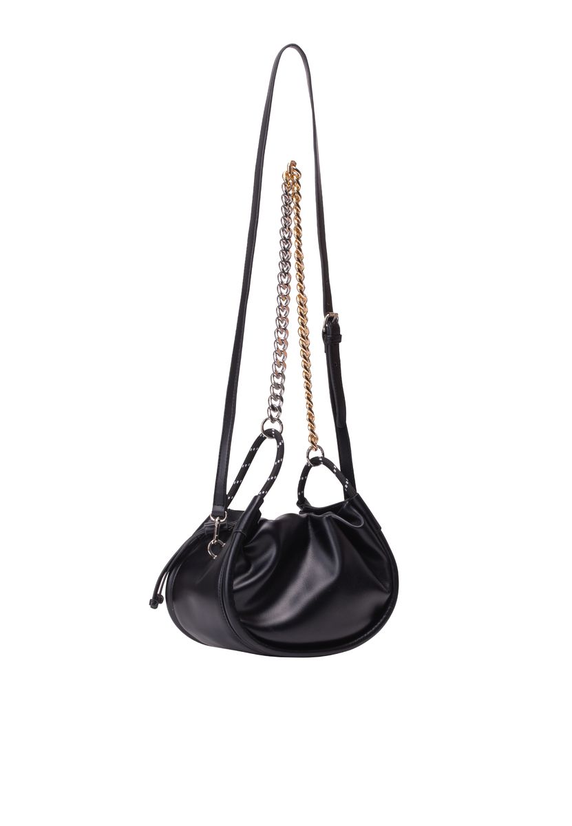 Trendige Bucket-Bag mit Kordelzug und Kette