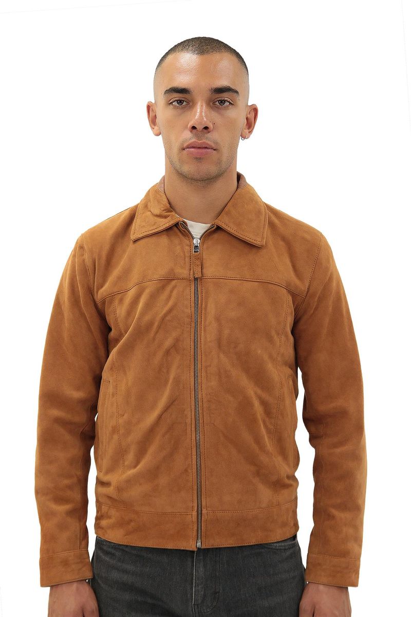 Herren Harrington Jacke Retro Stil Wildleder