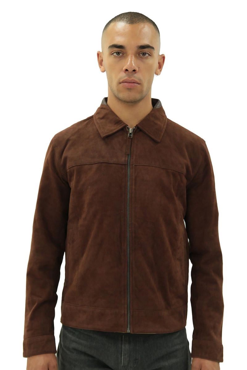 Herren Harrington Jacke Retro Stil Wildleder