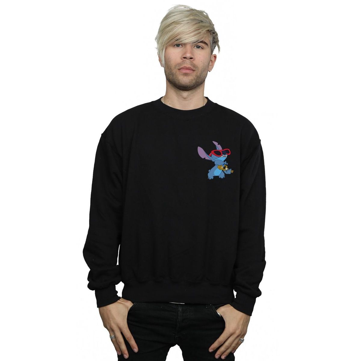 Sweatshirt mit Stitch-Gitarren-Print