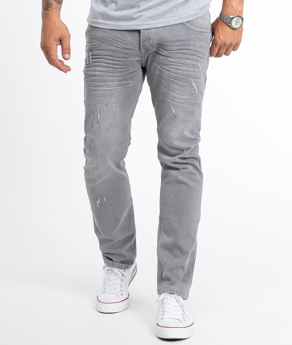 Straight-Leg Jeans mit Distressed-Details