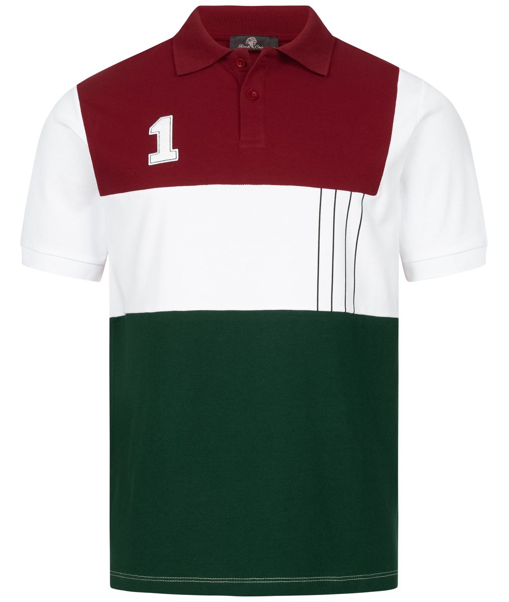Colorblock Poloshirt mit Zahl
