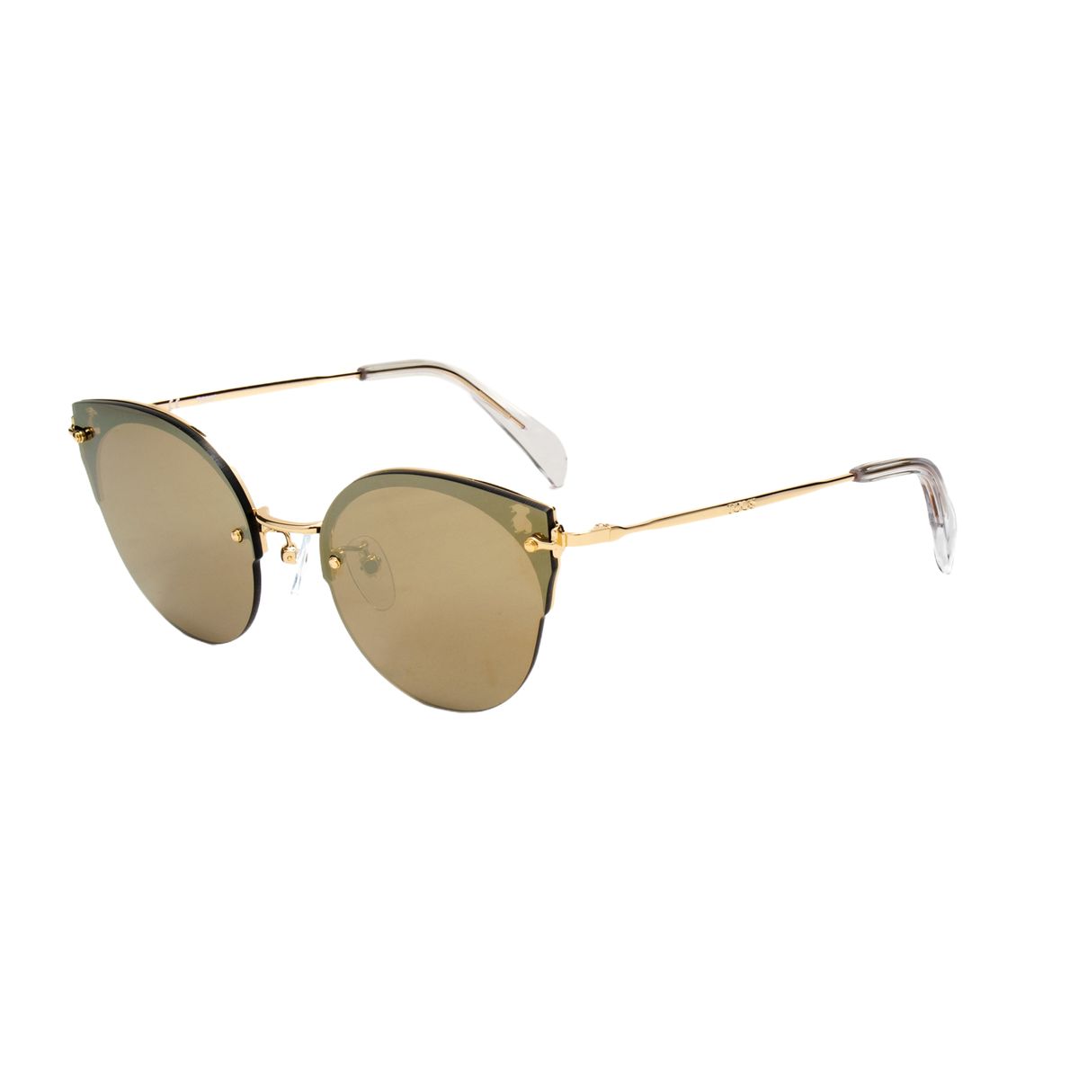 Randlose Cat-Eye Sonnenbrille mit Goldrahmen