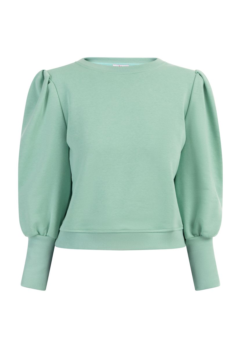 Kurzer Sweatpullover mit Puffärmeln