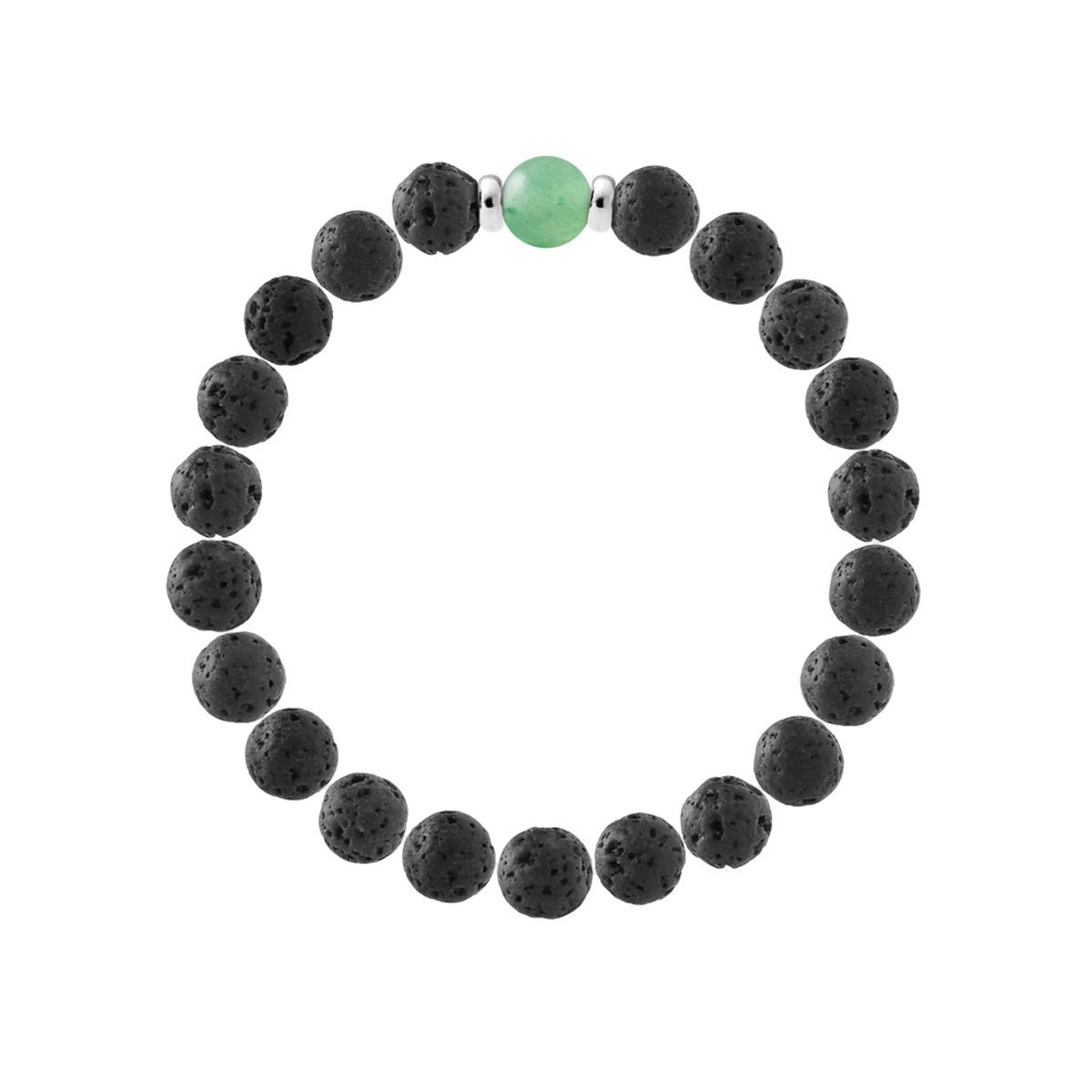 Lava Stein Armband mit Aventurin-Perle