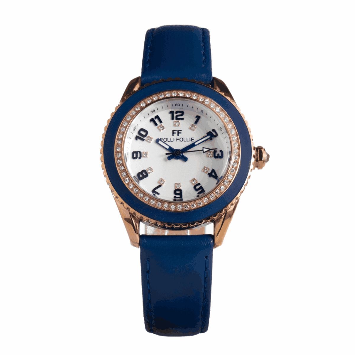 Blaue und goldene Damen Quarz Uhr