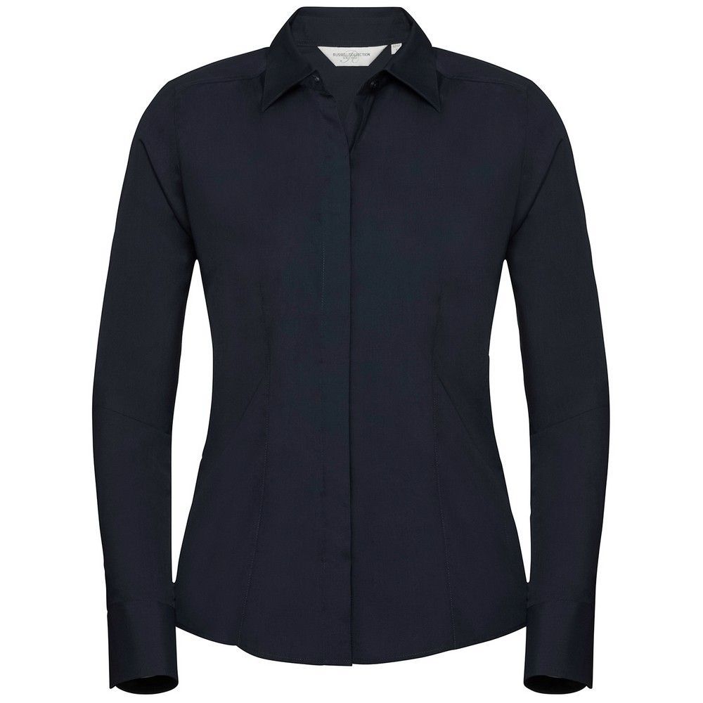 Russell Collection - Formelles Hemd für Damen Langärmlig (Schwarz)