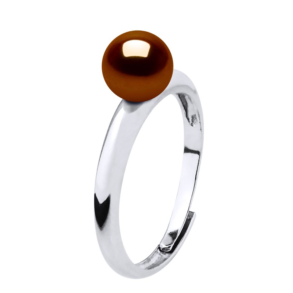 Schokoladenperle Verstellbarer Silberring
