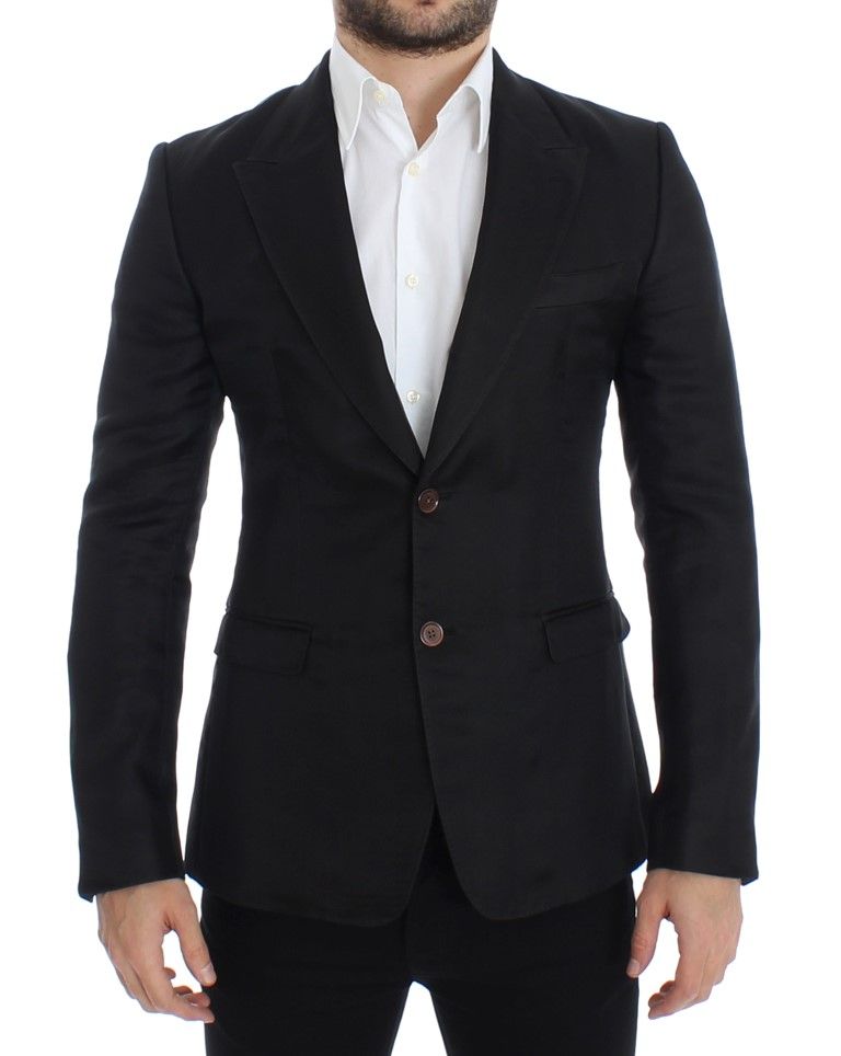 Dolce & Gabbana - Blazer cintré en soie noir pour homme