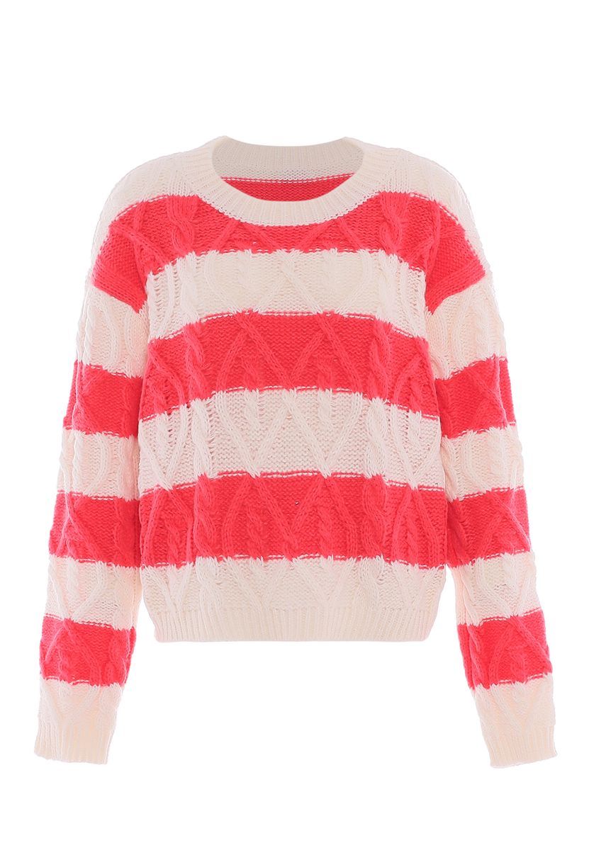 Mymo Strickpullover Damen Wollweiss Koralle