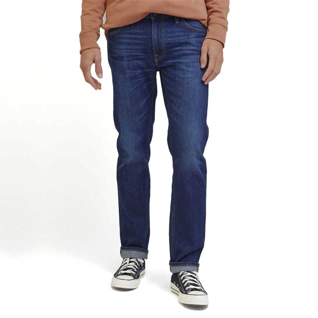 Jeans mit geradem Bein und dunkler Waschung