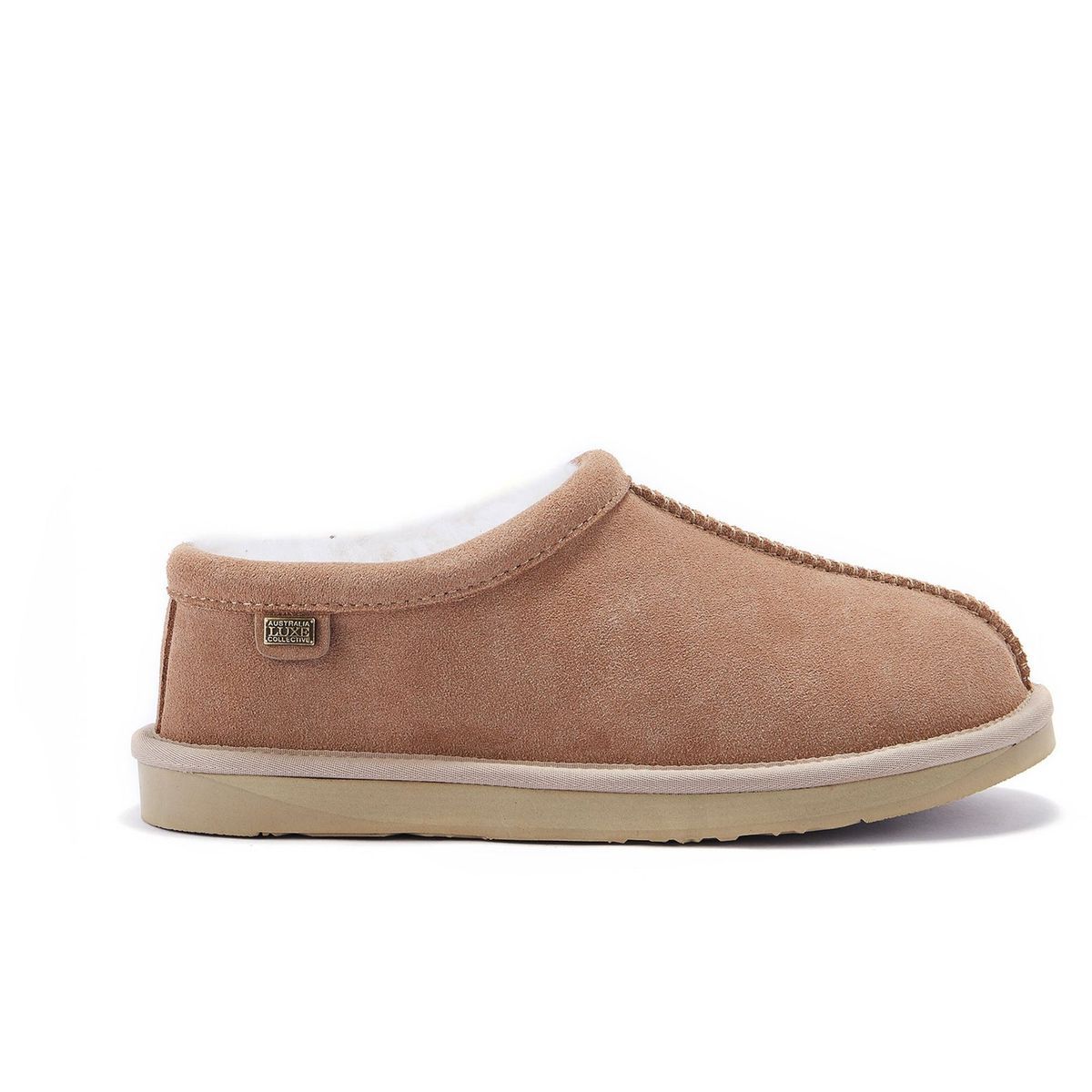 Shearling-Suede-Hausschuhe zum Reinschlüpfen