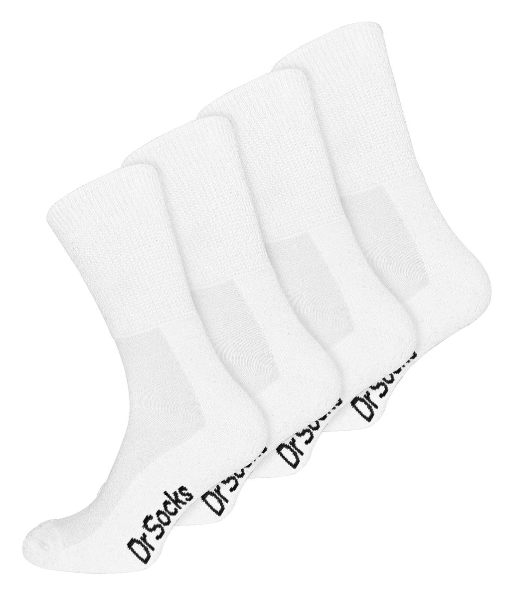4 Paar Multipack Herren Bambus diabetische Socken | Dr.Socken | Nicht elastische extra breite diabetische Socken für geschwollene Füße - Weiß