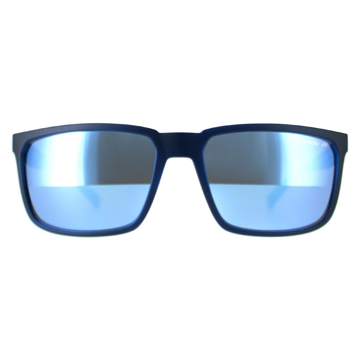 Rechteckige Blaue Spiegel Sonnenbrille
