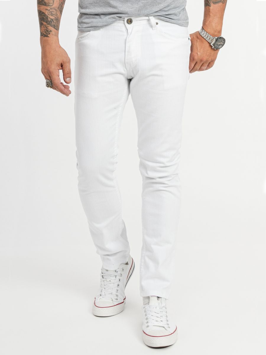 Herren Slim Fit Weiße Jeans