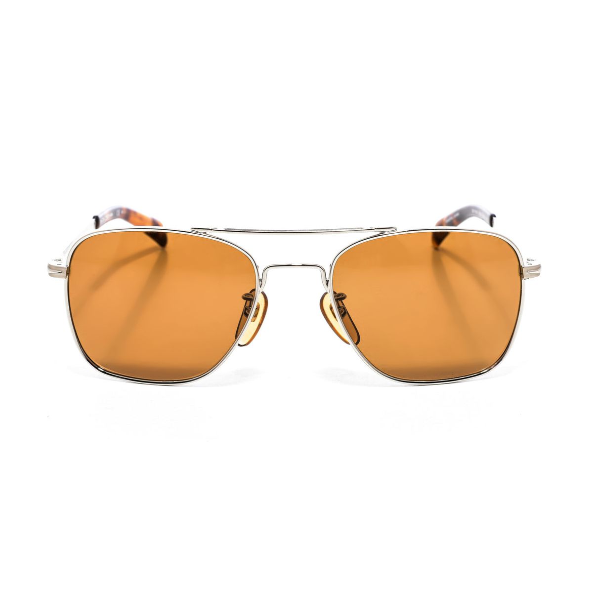 Quadratische Pilotenbrille mit orangefarbenen Gläsern