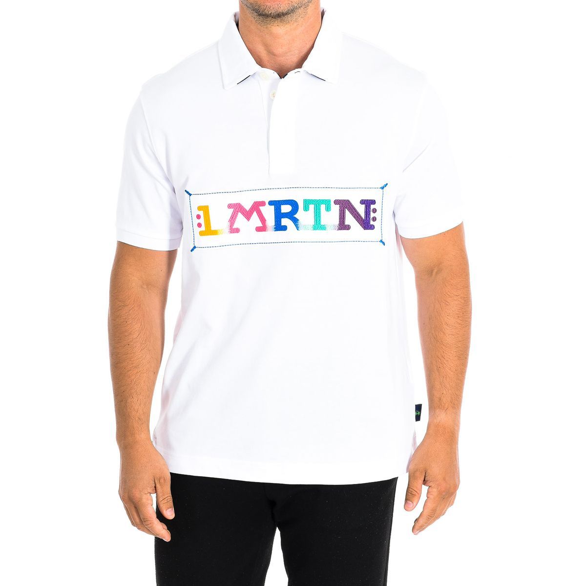 Modernes Poloshirt mit Stickgrafikprint
