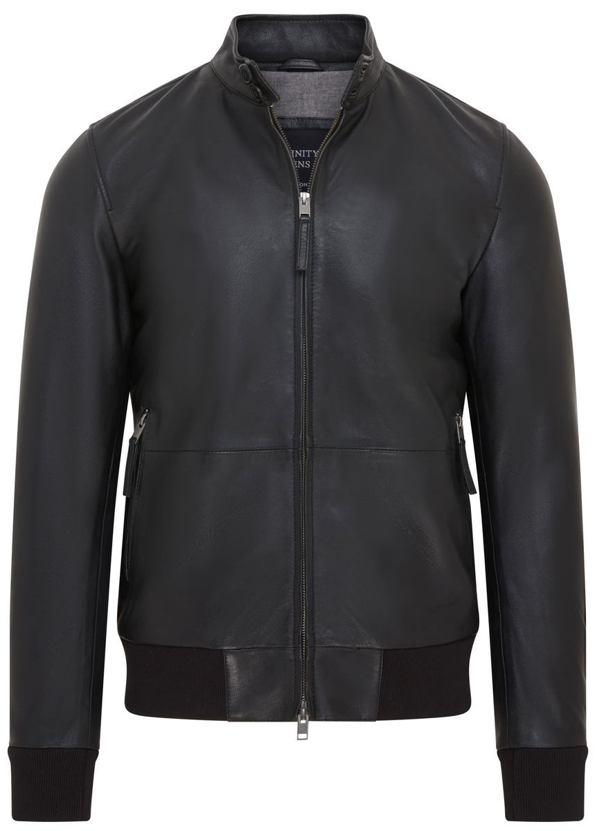 Schwarze Leder-Bomberjacke für Herren