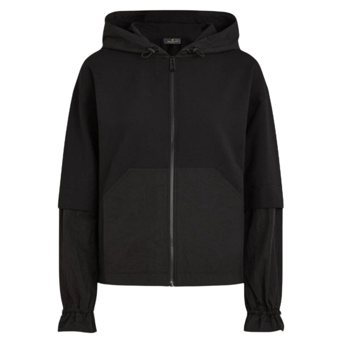 Hybrid-Hoodie mit Reißverschluss und Materialmix