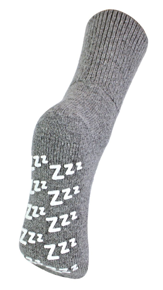 Sock Snob Damen warme, rutschfeste Slipper-Bettsocken aus Kaschmir-Wollmischung mit Zzz-Griffen, Grau
