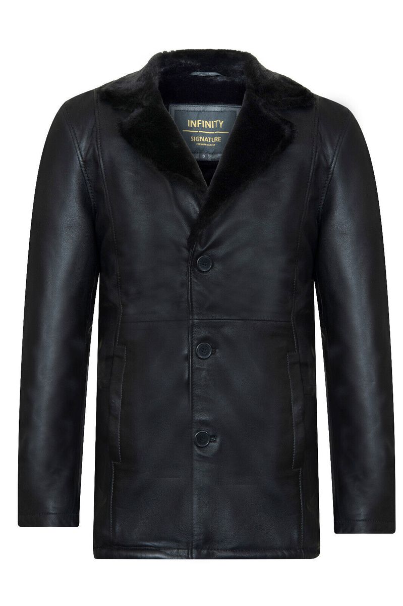 Lederblazer mit Pelzkragen