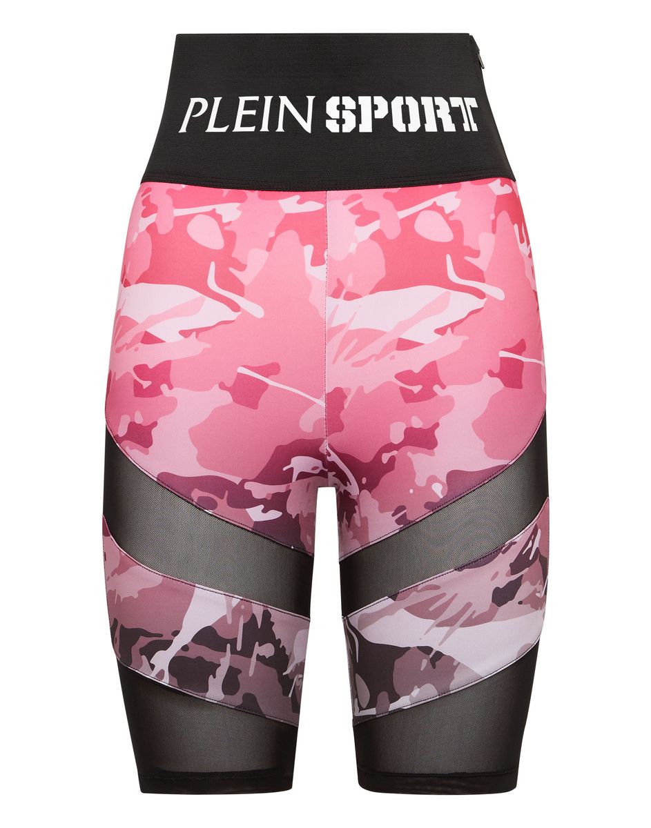 Hoch taillierte Biker-Shorts mit Camouflage-Muster