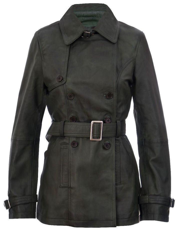 Doppelt-geknöpfter Trenchcoat aus Leder