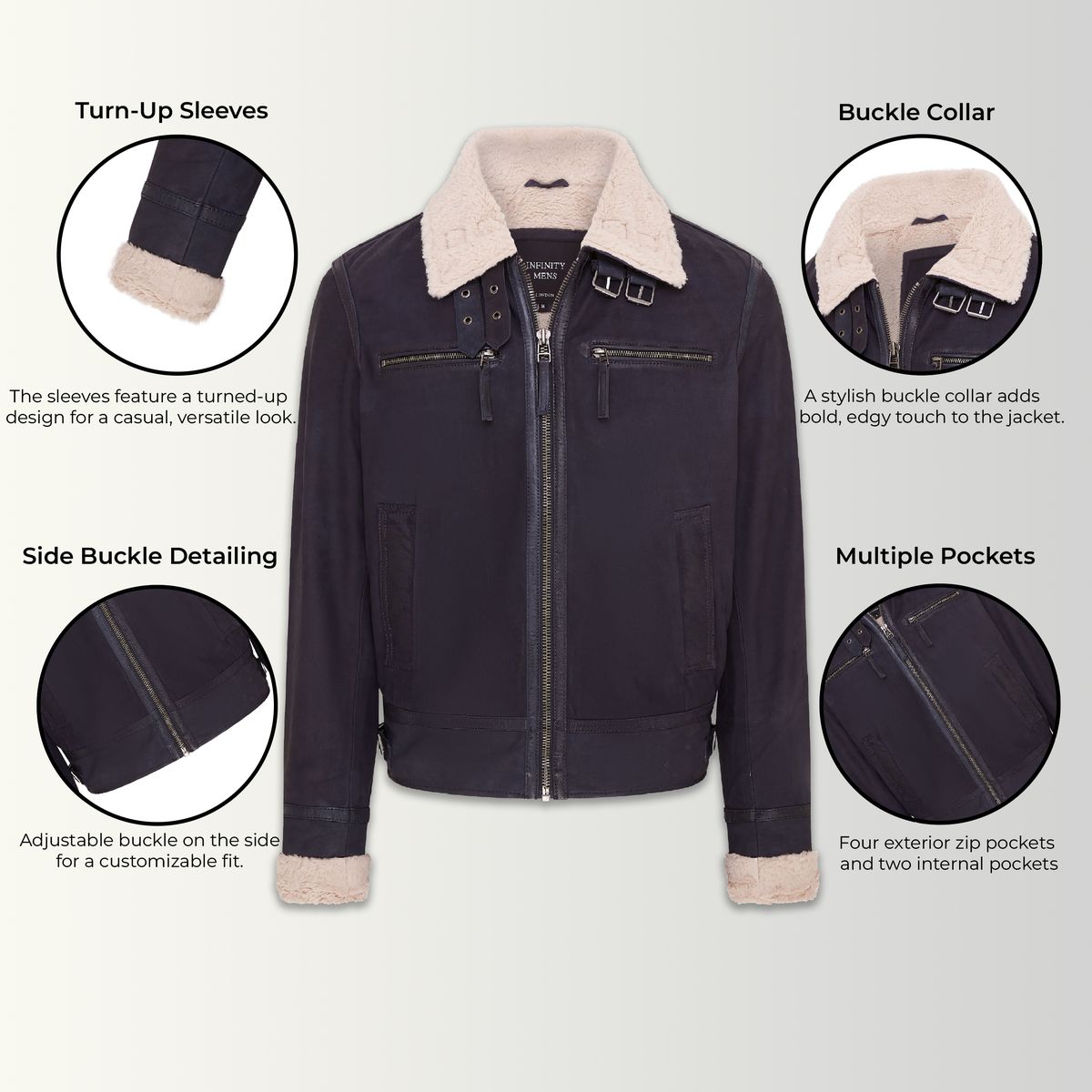 Wildleder-Fliegerjacke mit Lammfellkragen