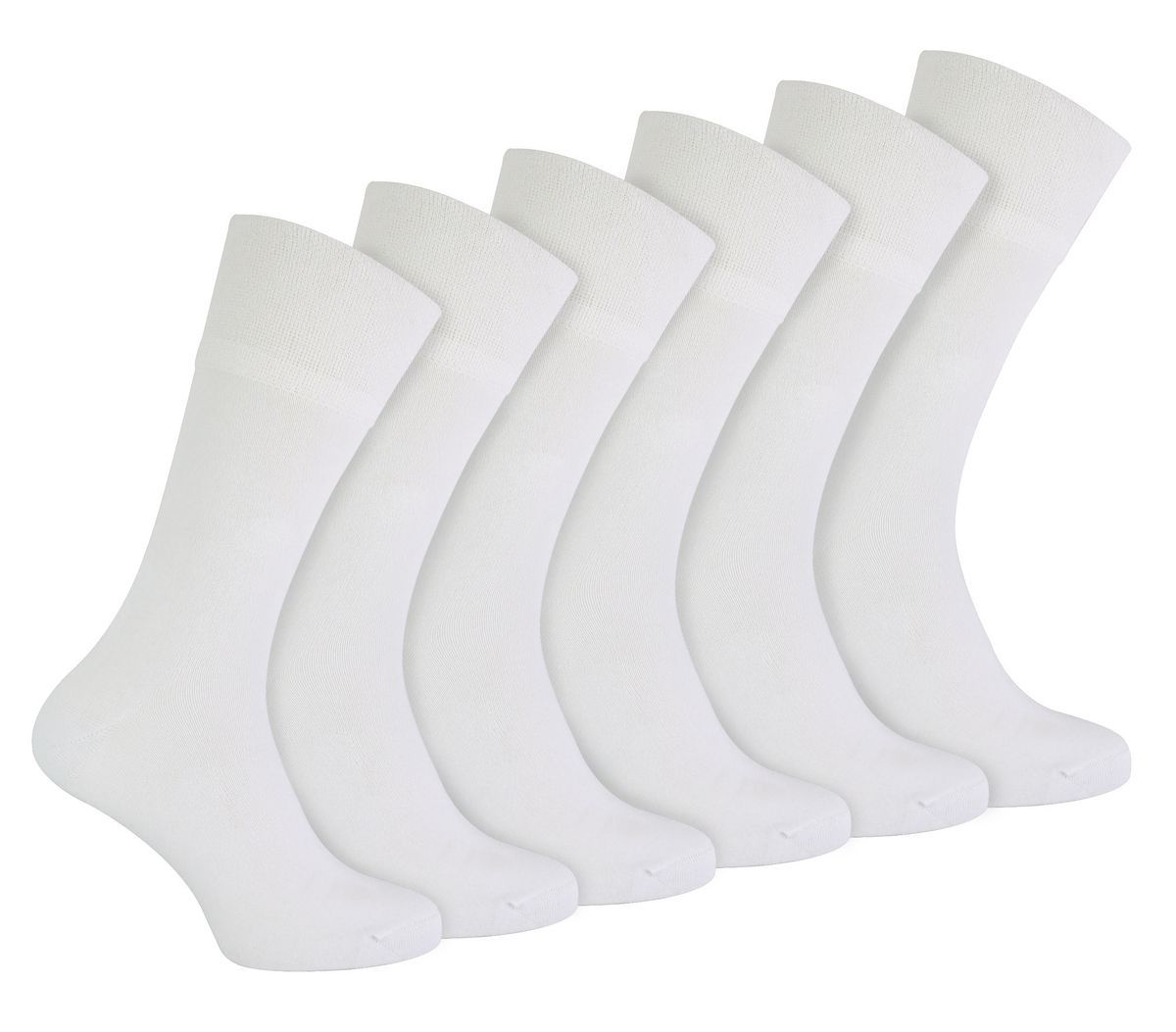 IOMI - 6 Pack Herren Diabetiker Bambus Socken | Extra breite nahtlose lockere nicht elastische Socken - Weiß